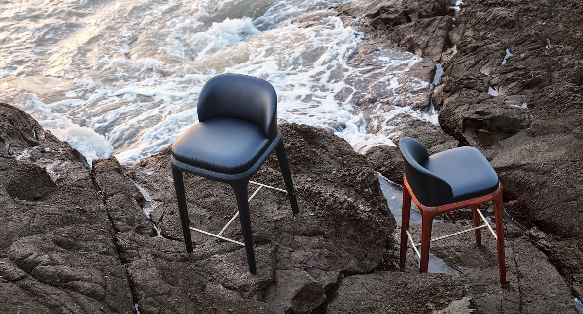 bar chair on the beach rock