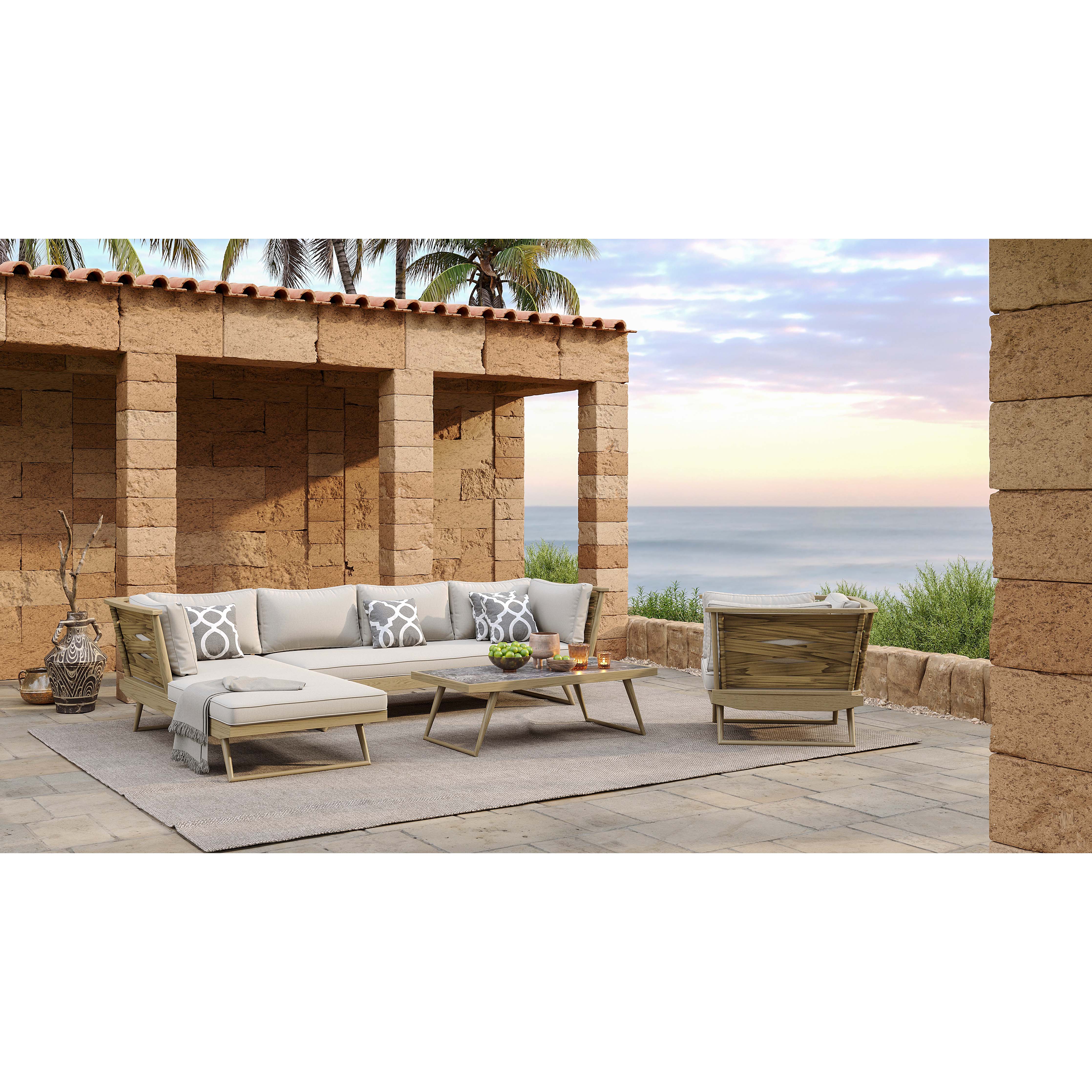 Cresida - Outdoor L-Shape Sofa