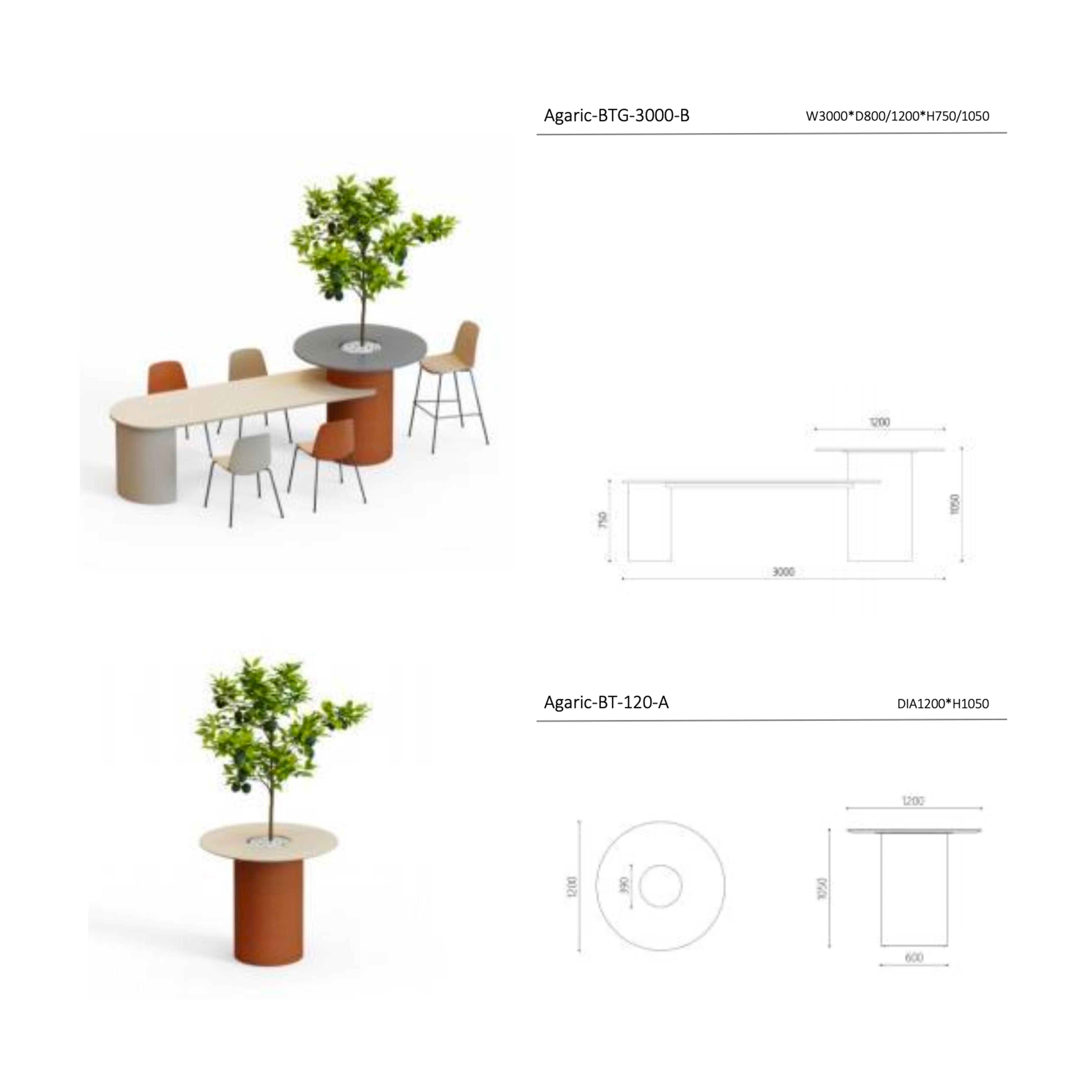 Agaric - Dining Table with Planter Box