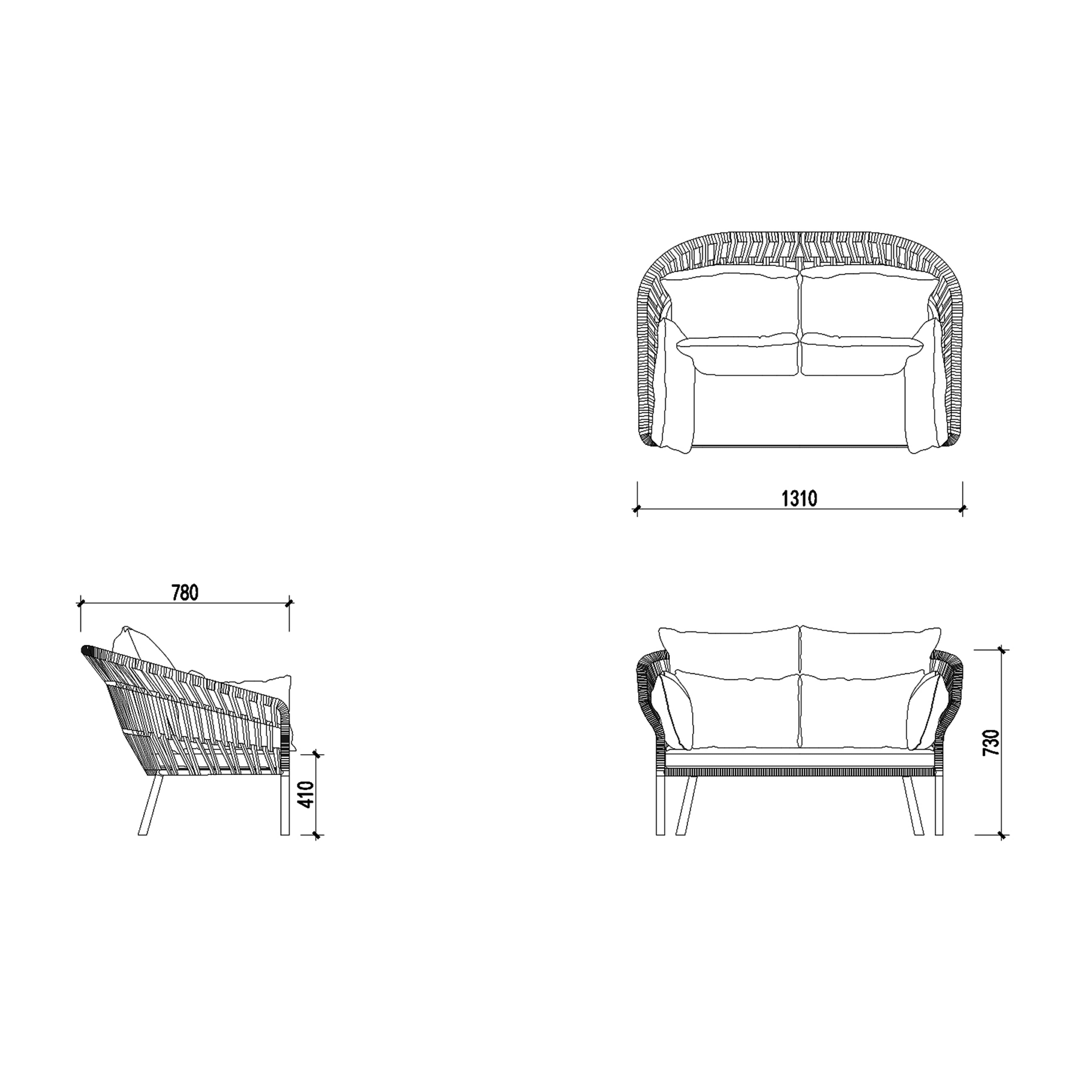 Obliq - Outdoor 2 Seater Sofa