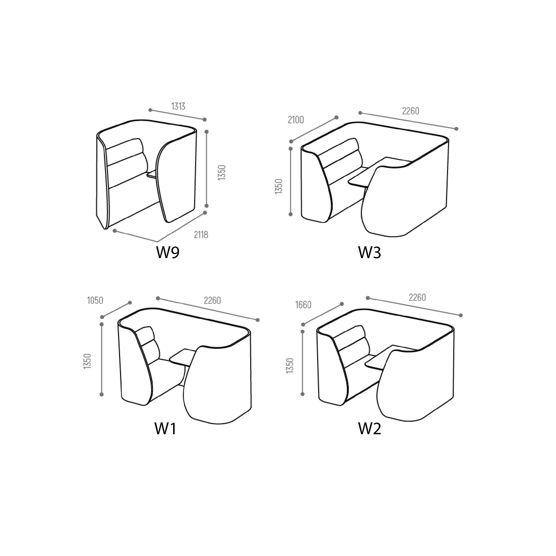 Gene - 2/4/6 Seater Privacy Sofa with Table (Powerpoint option)