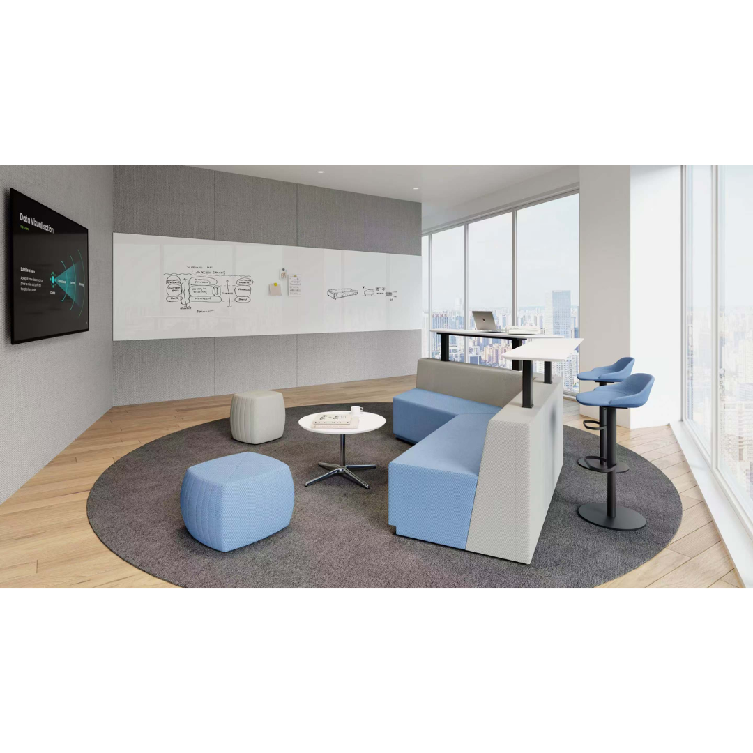 Hexalift Modular Sofa in an open-plan workspace, providing ergonomic support and flexible seating for collaborative environments.