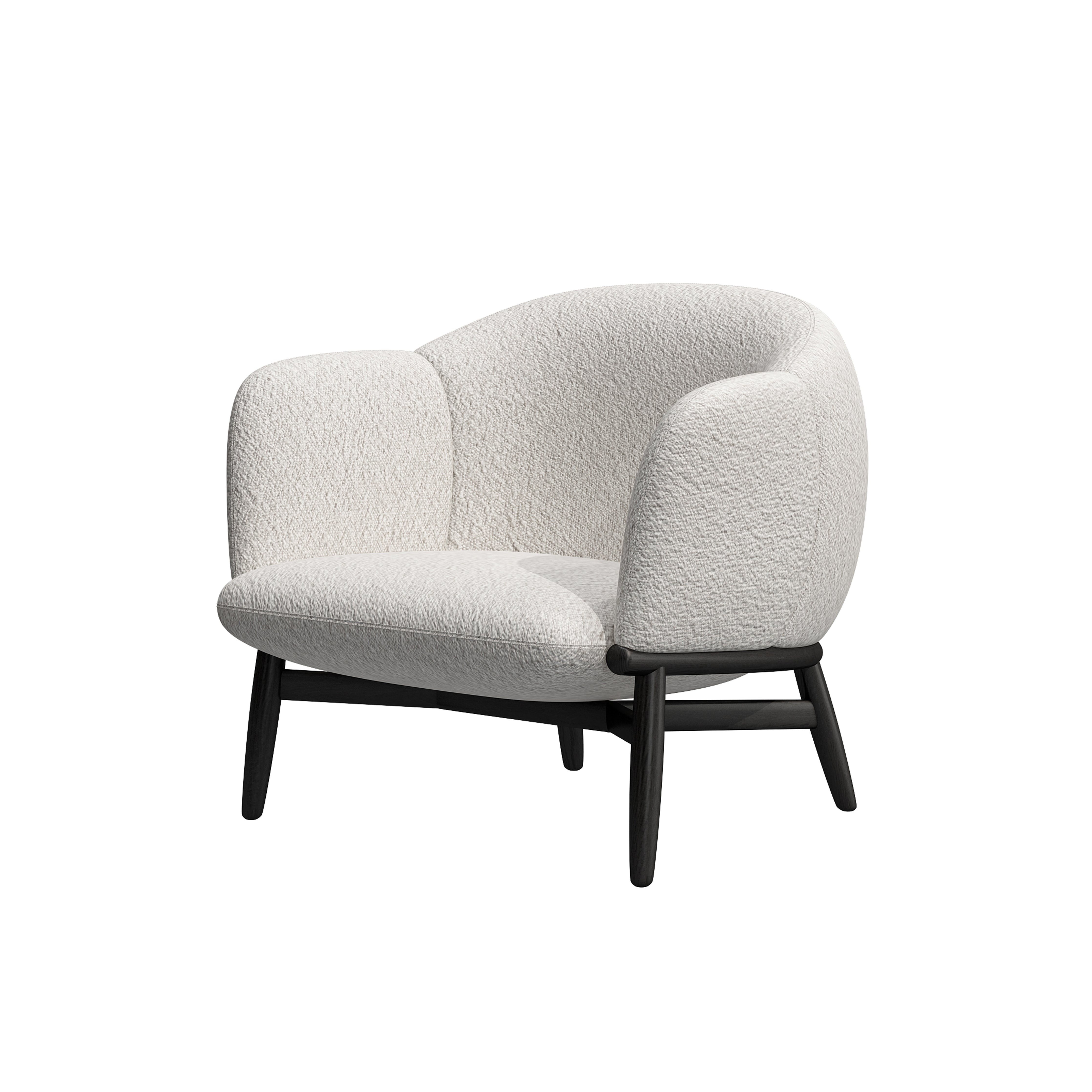 Side profile of the Ink Lounge III Chair by Meraki Decoration, highlighting its sleek frame and luxurious upholstery in a minimalist interior commercial space