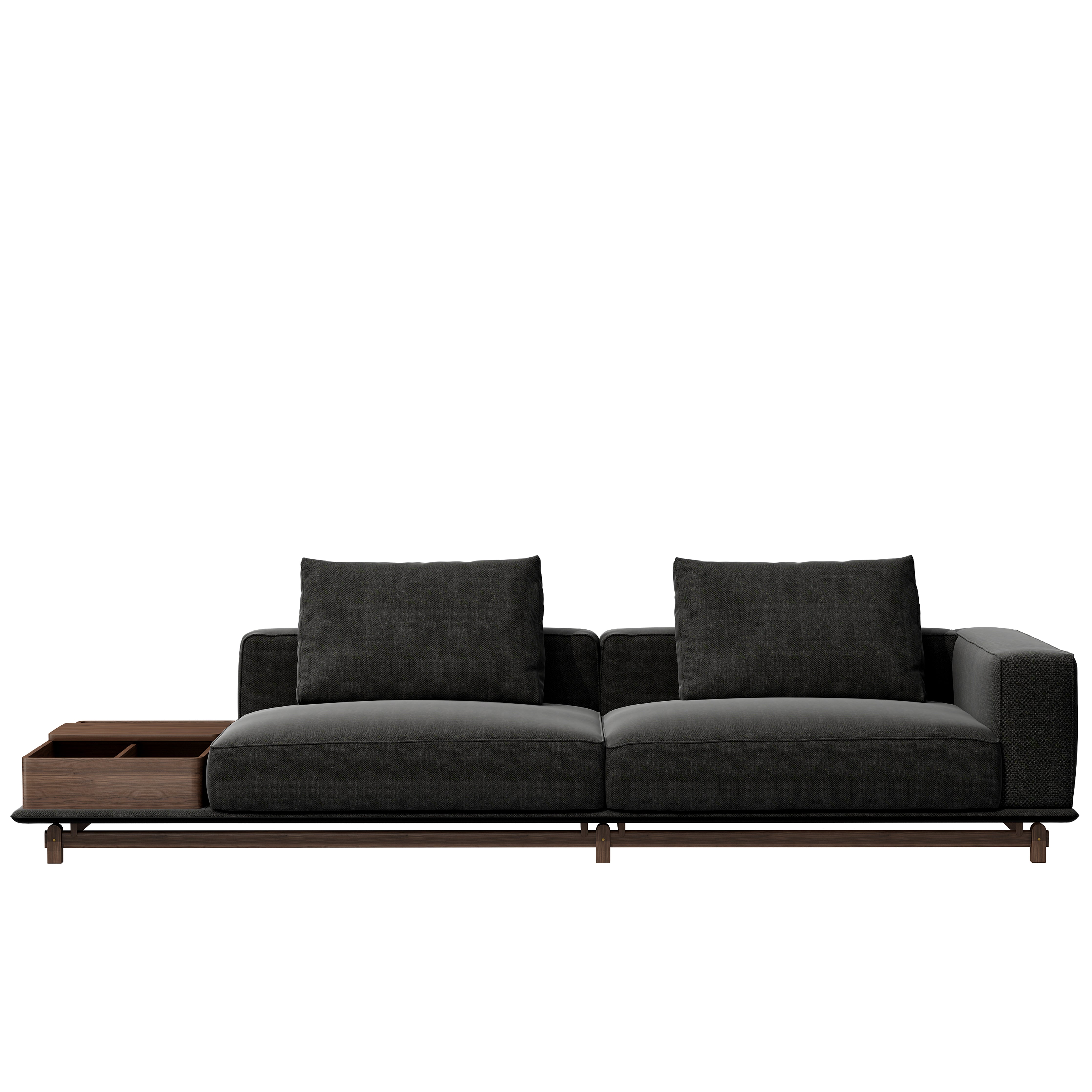 Front view of the Ink Sofa with Side Table by Meraki Decoration, showcasing its elegant design and integrated wooden side table