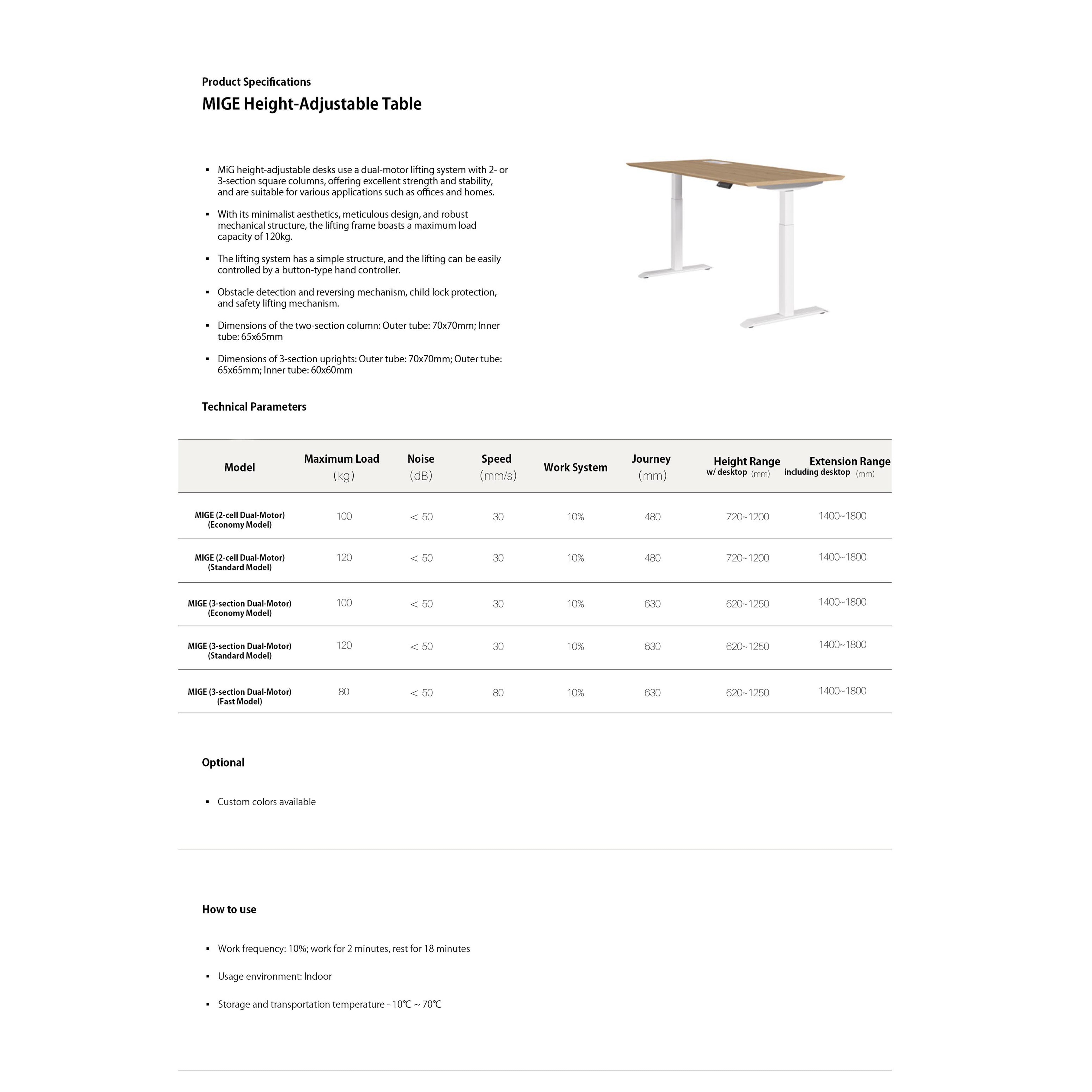 MIGE - Height Adjustable Table
