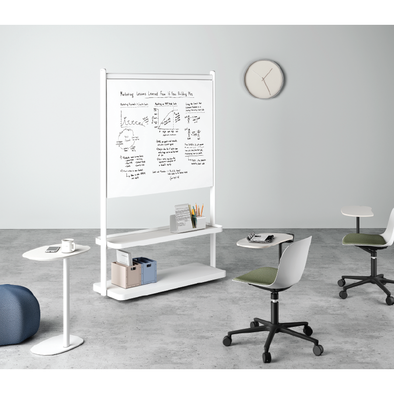 RAVO - White Board/TV Stand with Castors