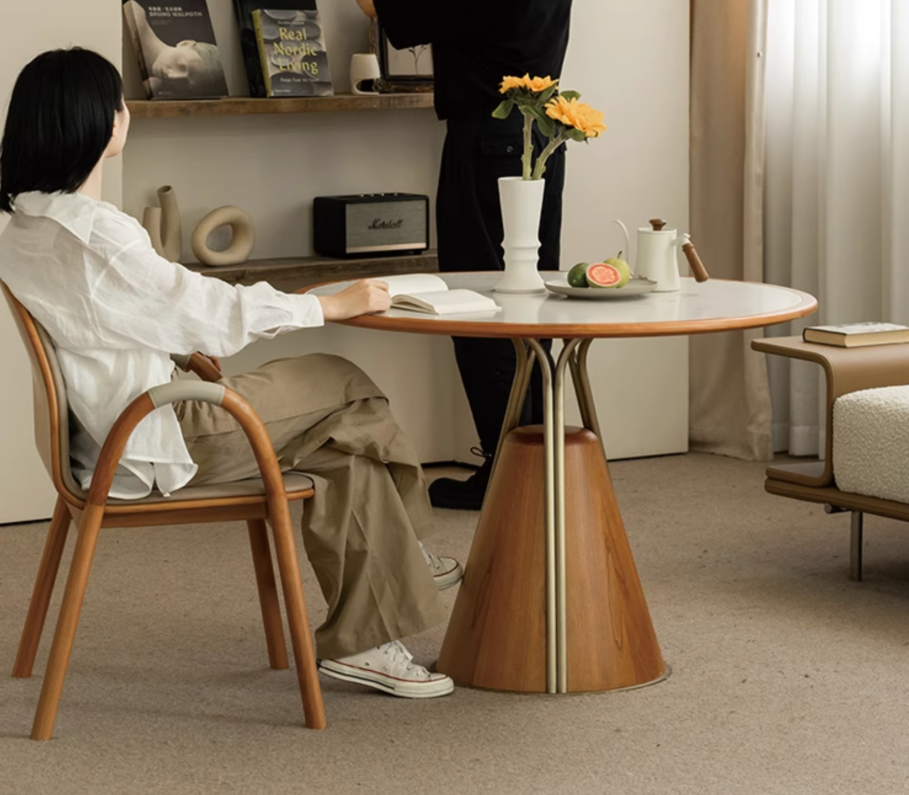 Clover Table (Sintered Stone and wood tabletop)