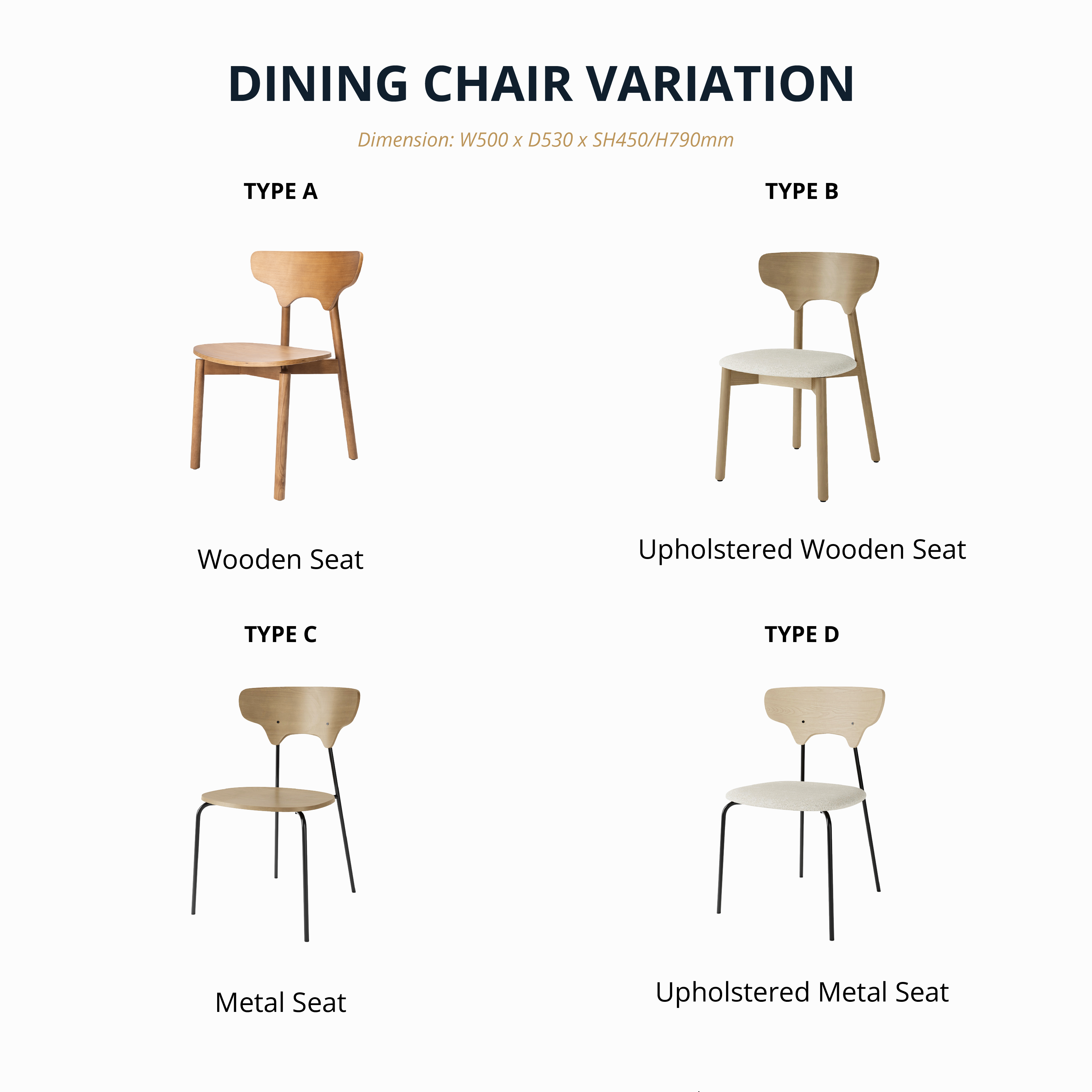 Toothy - Wooden/Steel Base Dining Chair