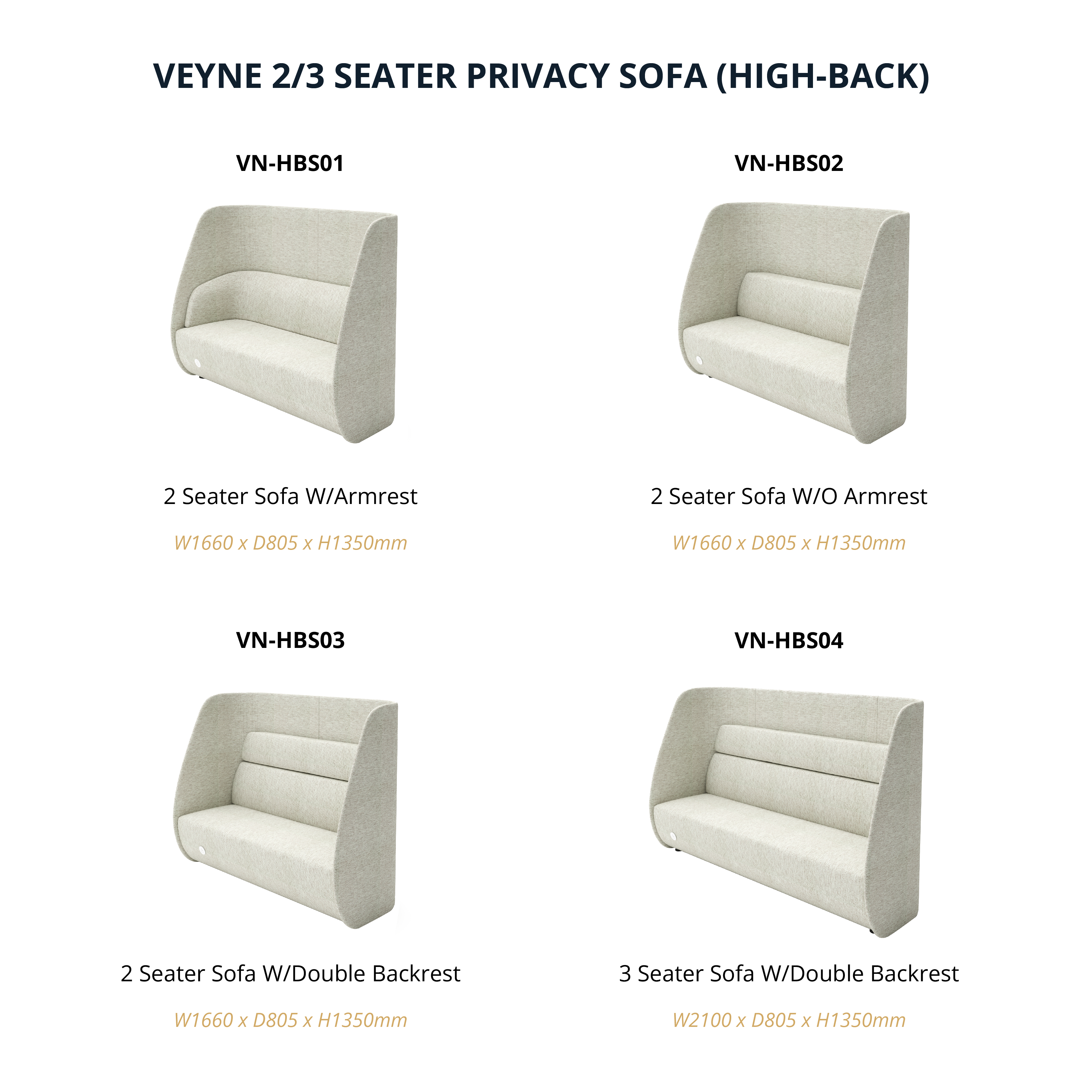VEYNE - 2/3 Seater Highback (Powerpoint option)