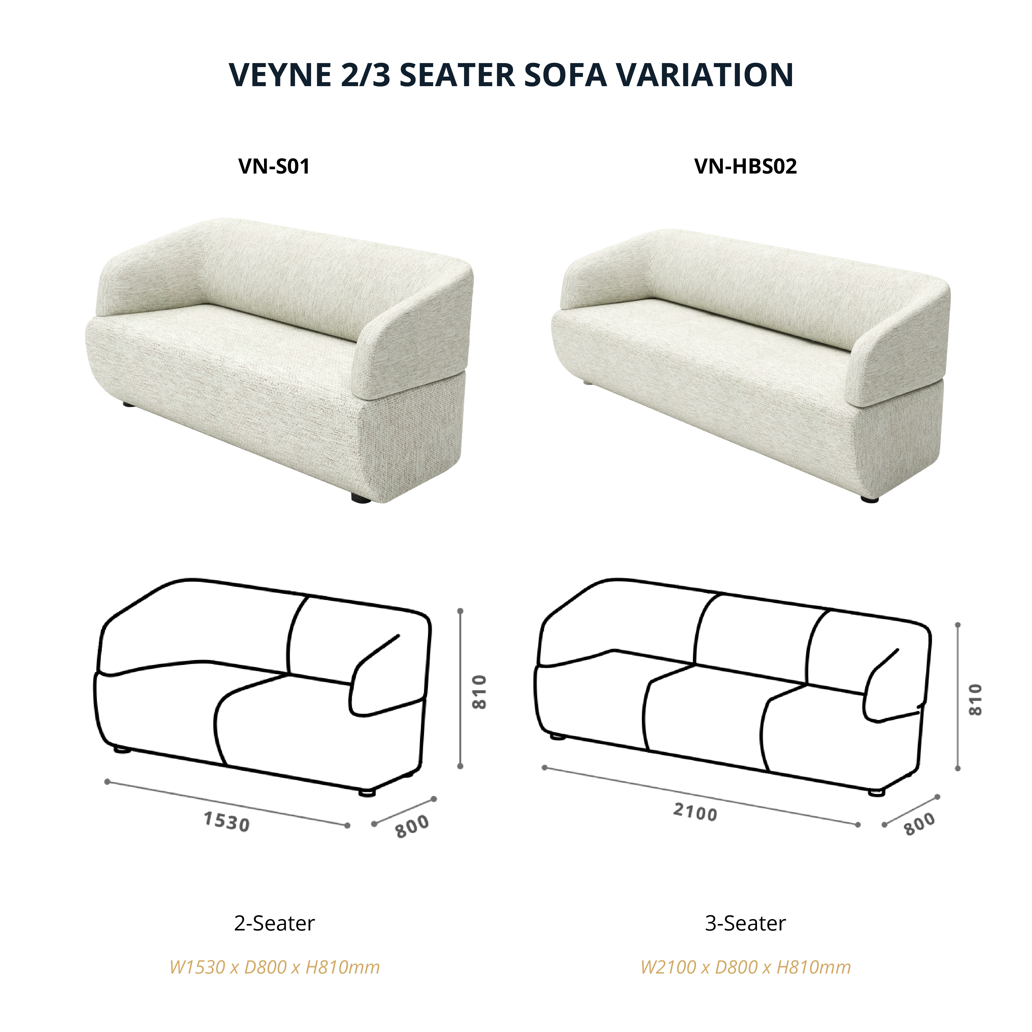VEYNE - 2/3 Seater Lowback (Powerpoint option)