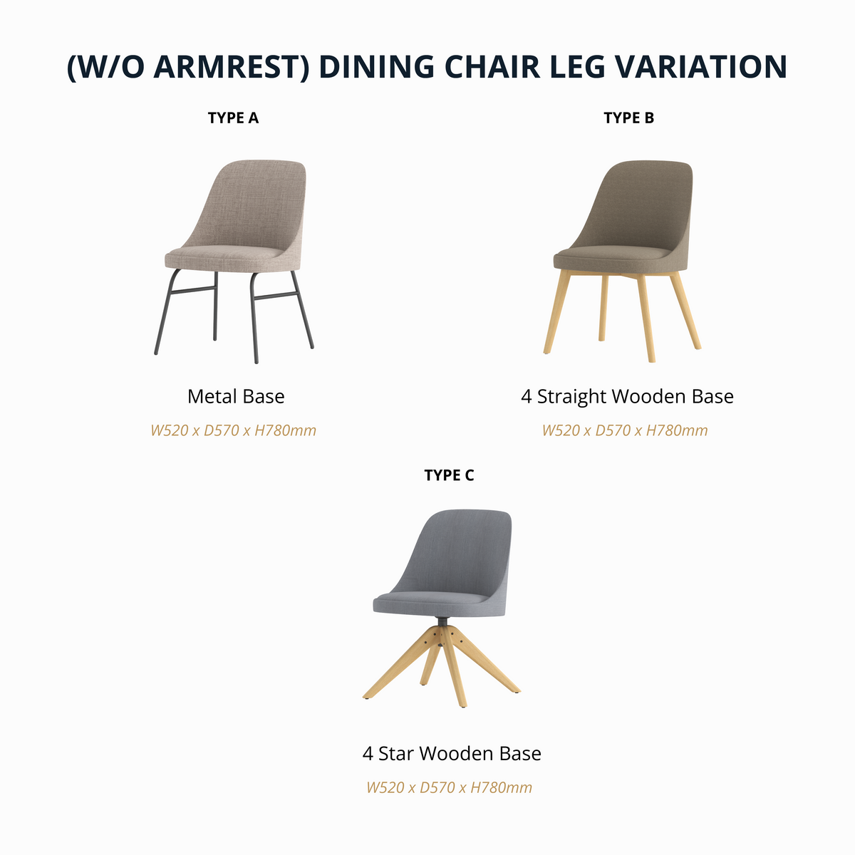 Dolphin - Dining Chair w/o Armrest