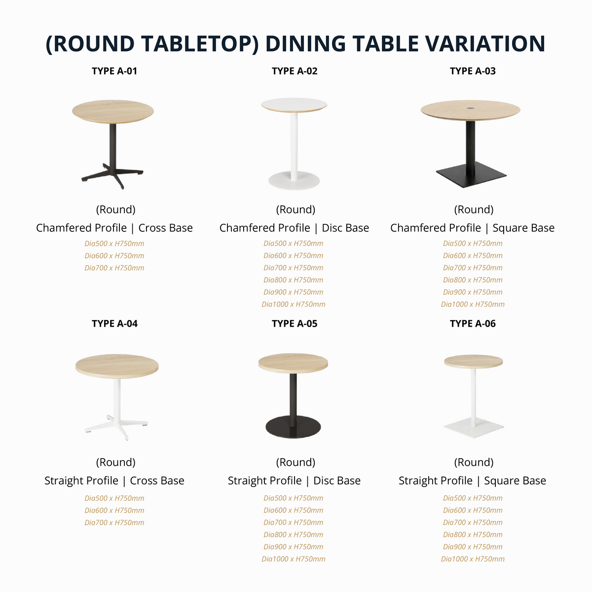 LOLLI - Round/Square Dining Table (500-1200mm)