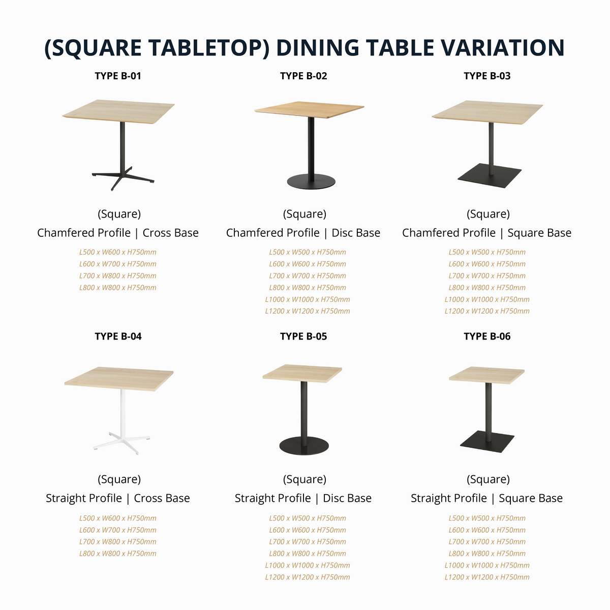 LOLLI - Round/Square Dining Table (500-1200mm)