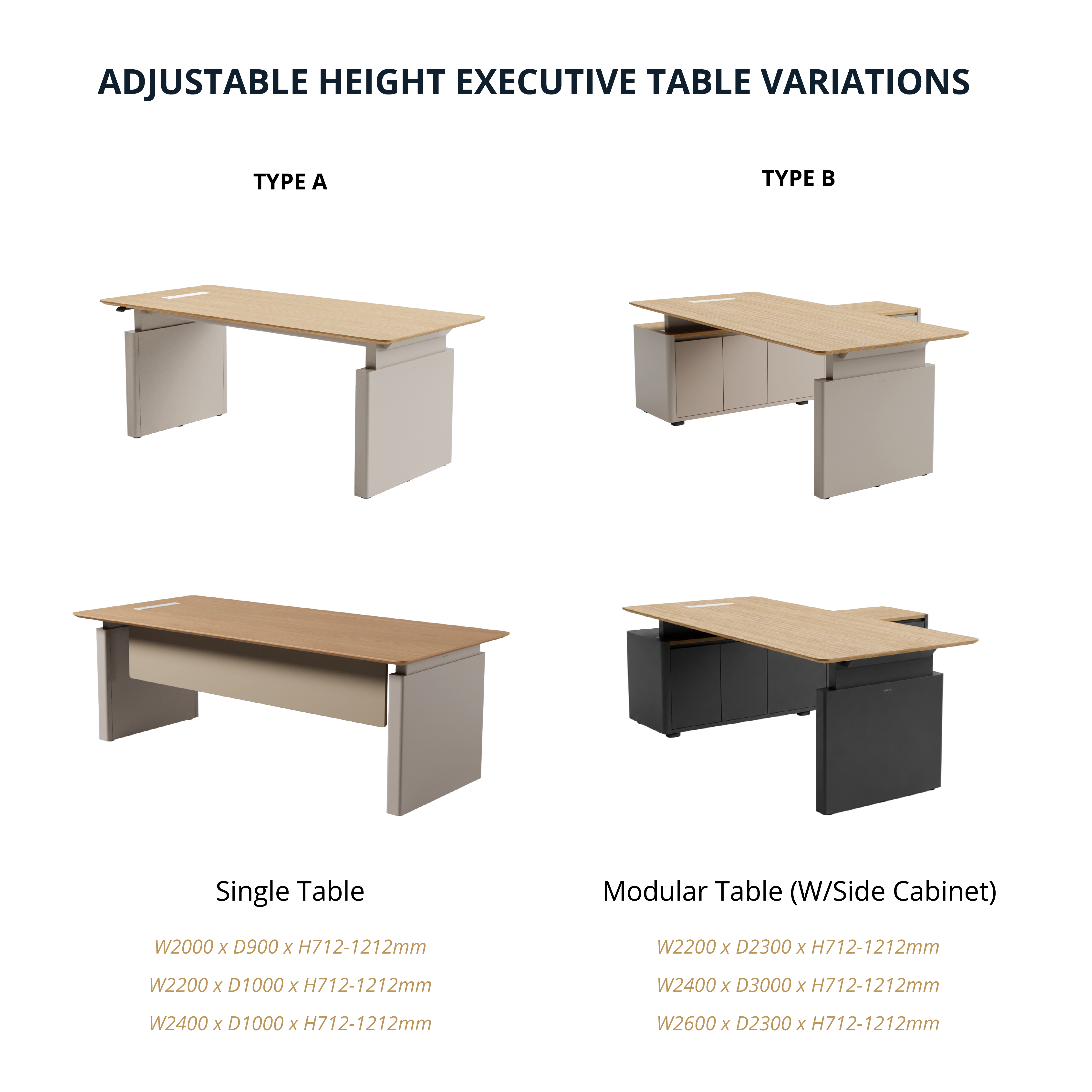 VASCA - Height Adjustable Executive Table